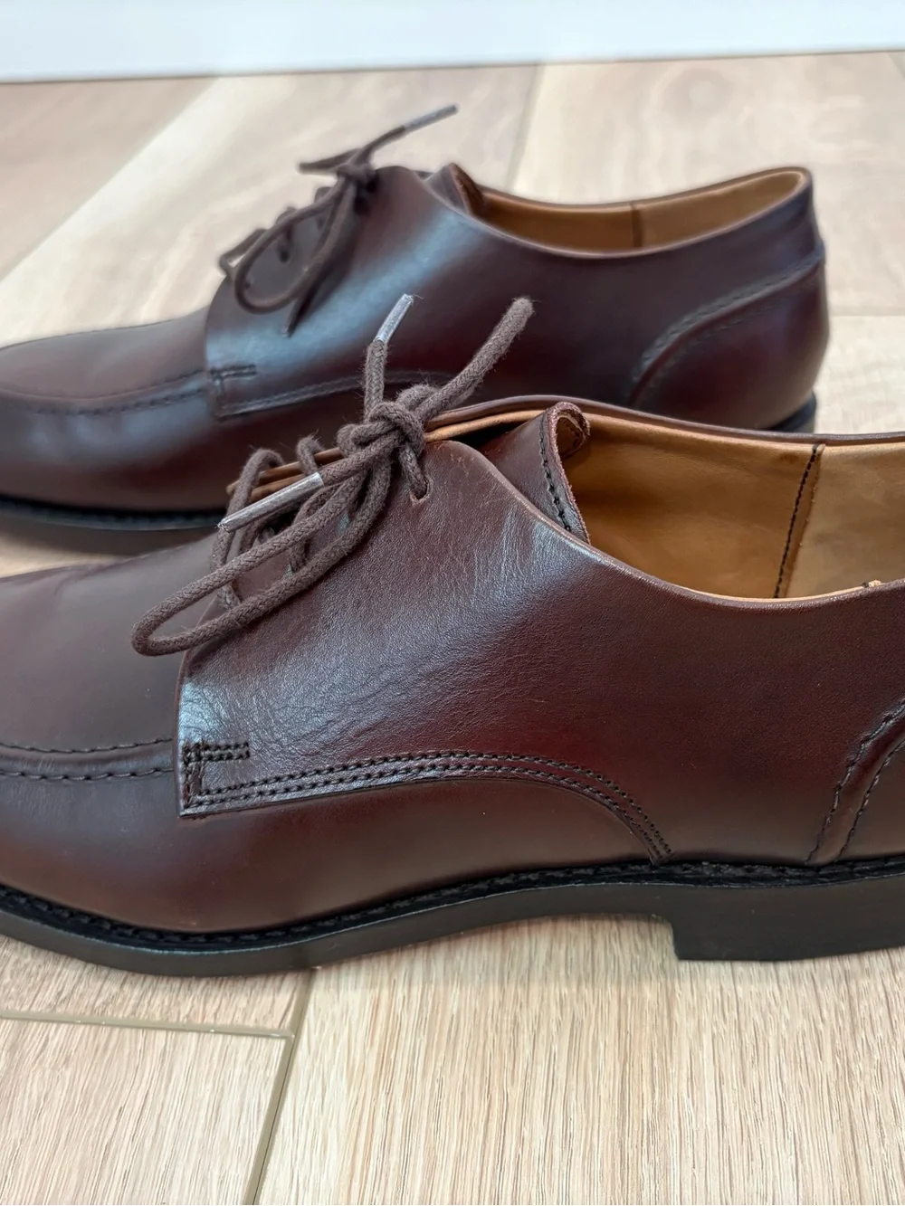 Allen Edmonds Raymond Apron Toe Derby Shoes 9 D Mahogany Brown Leather
